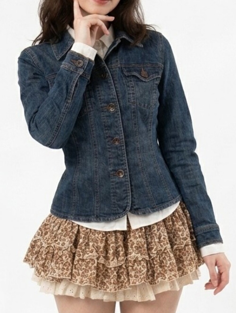 Fitted Dark Wash Denim Jacket  Slim Fit